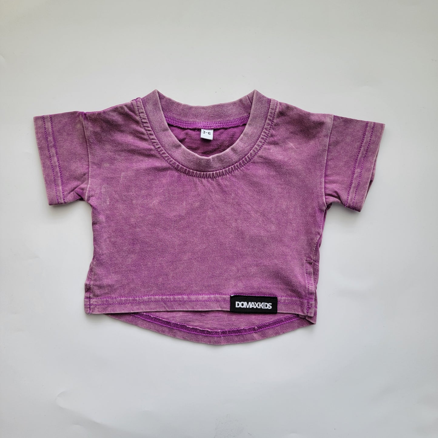 Puff Name Tee - Purple Crop Acid Wash