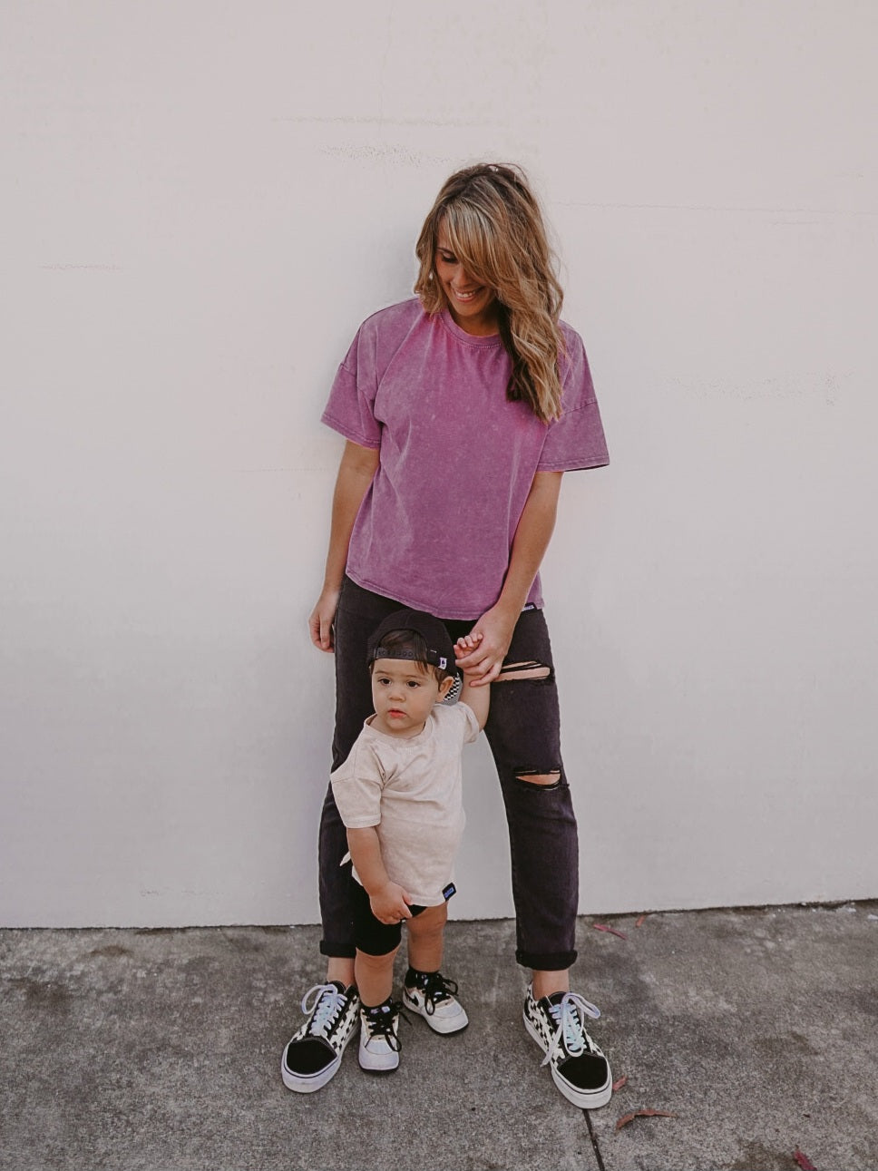 Women's Purple Acid Wash Oversized Tee