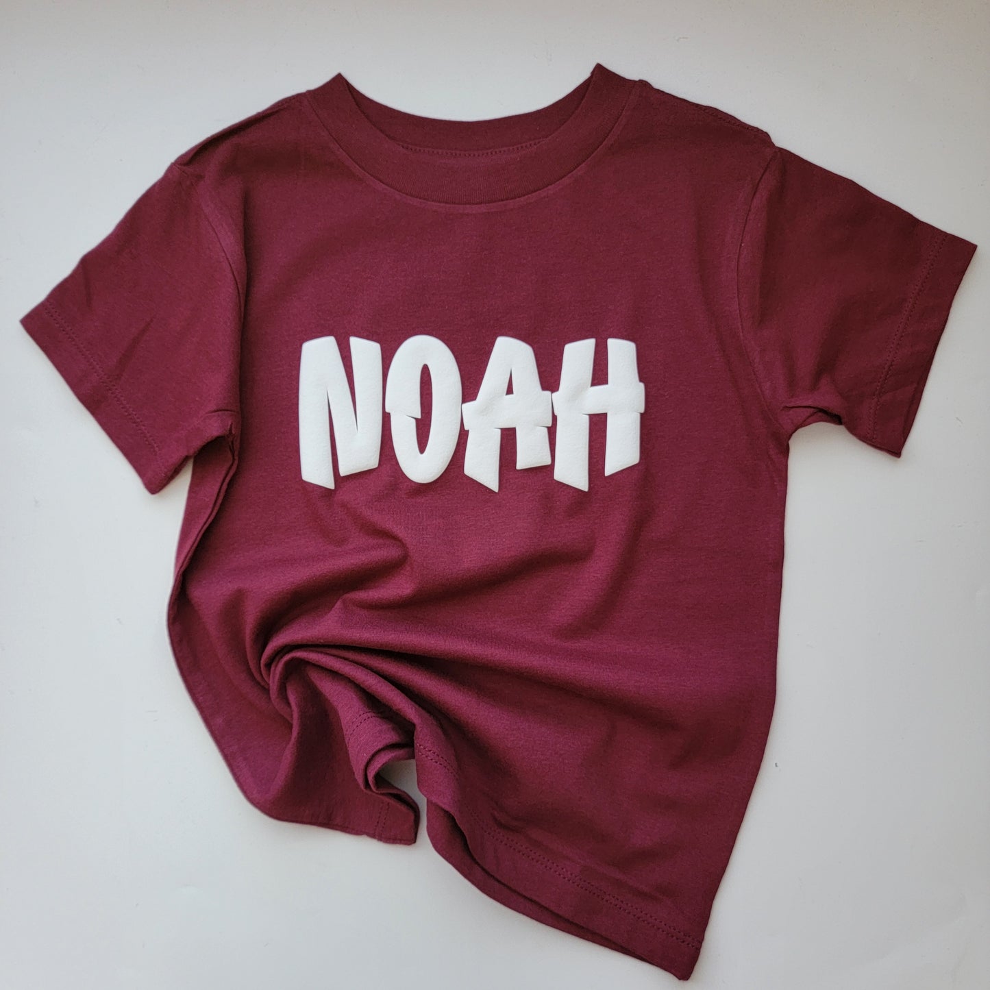 Puff Name Tee - Maroon