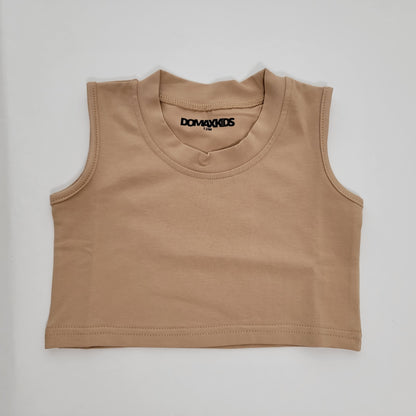Girls Boxy Tank Tan