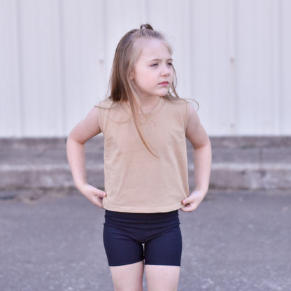 Girls Boxy Tank Tan